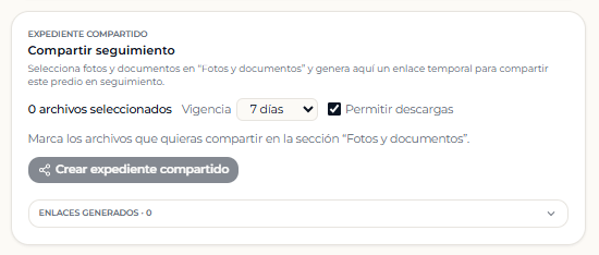 Compartir el expediente de Seguimiento con permisos y vigencia